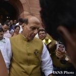 New Delhi: Union Minister Rajnath Singh at Parliament in New Delhi on Aug 9, 2017. (Photo: IANS)